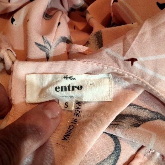 Entro Flamingo Ruffle Sleeveless Shift Dress Size Small - Picture 3 of 5